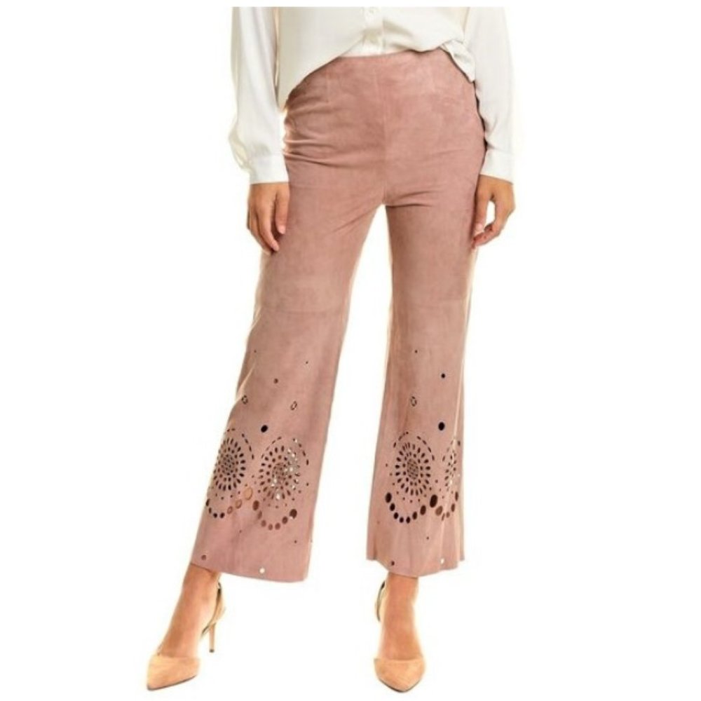 REBECCA TAYLOR Women's Leather Pants Size- 14 Wisteria